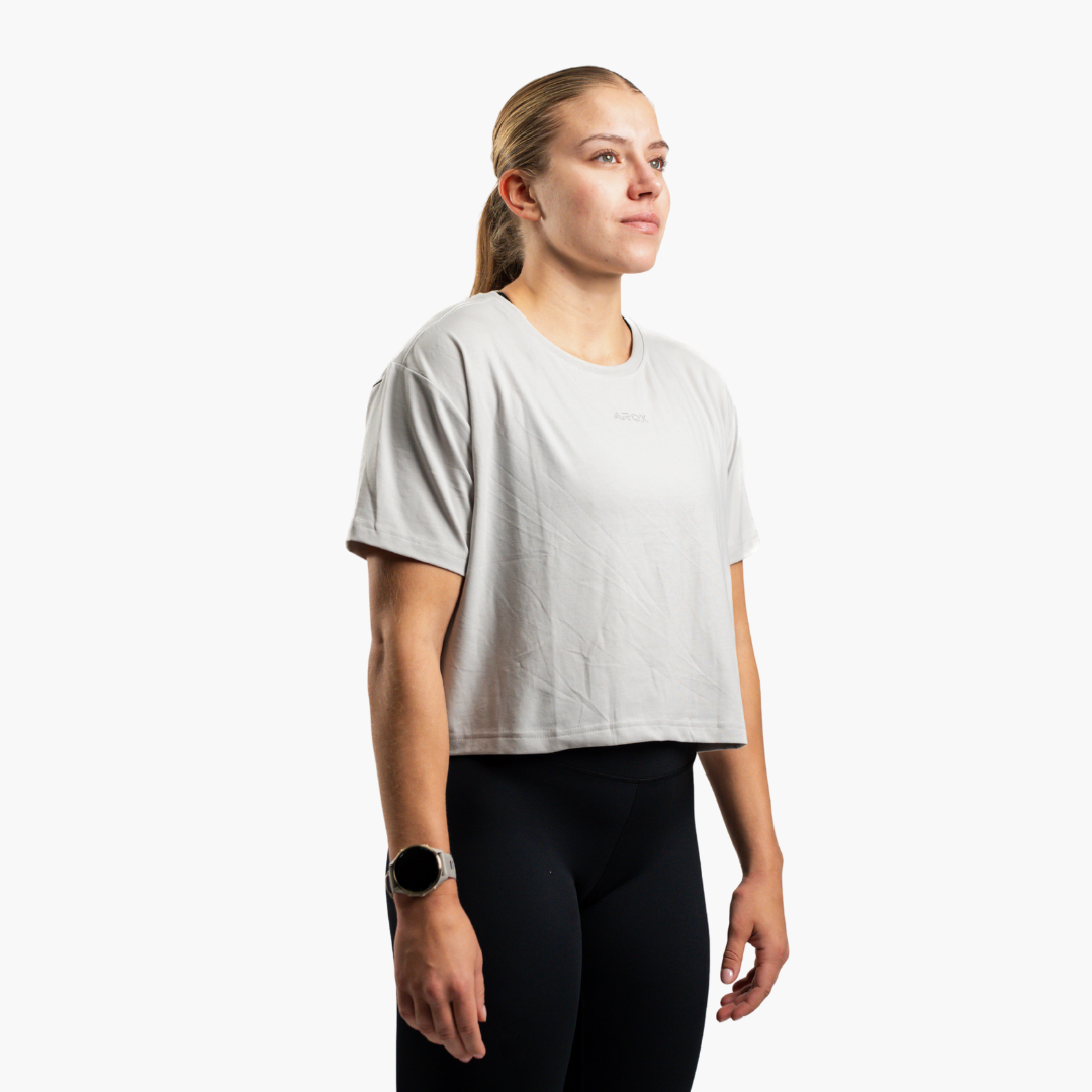 SportsTech kvinde box crop t-shirt (Light grey)