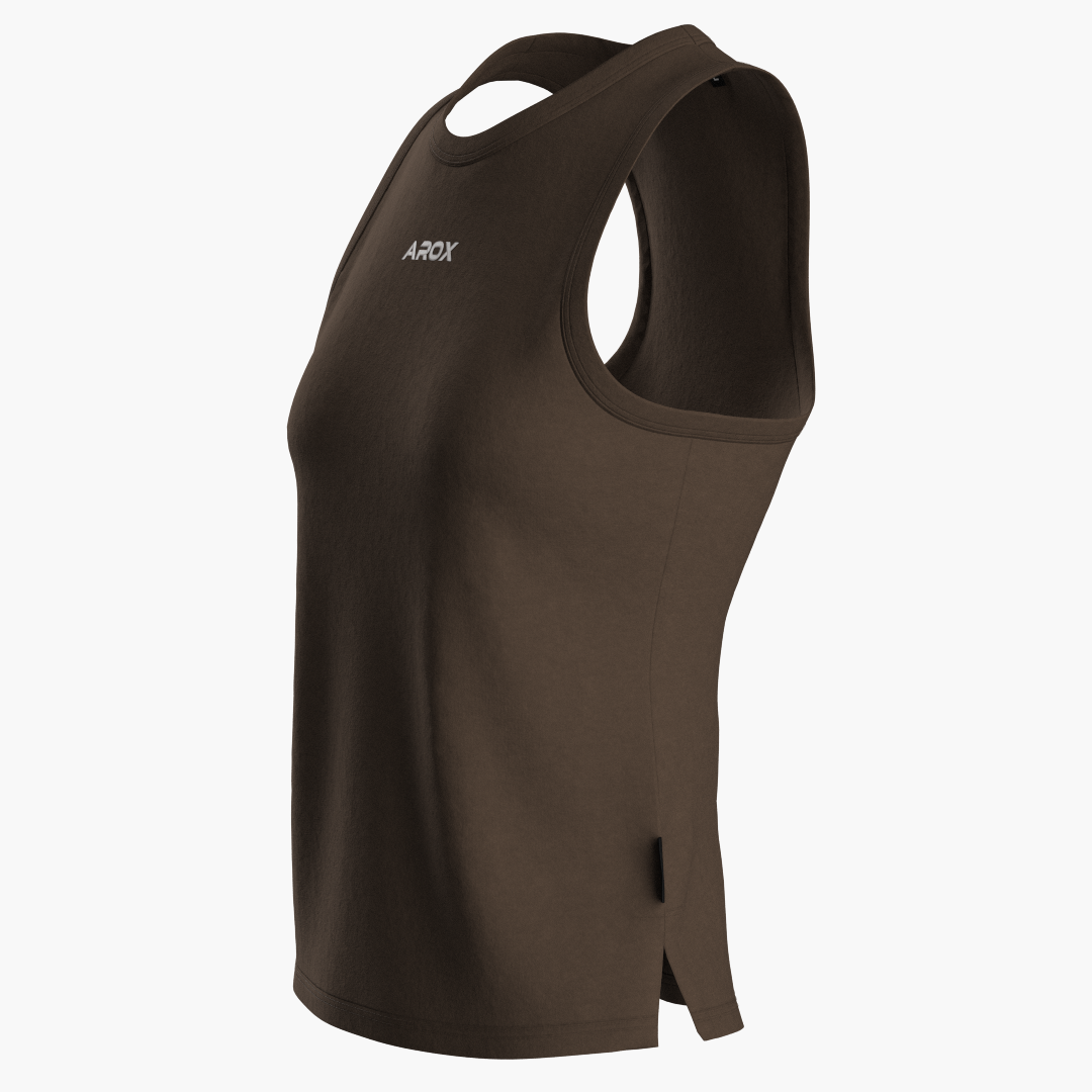 SportsTech kvinde lang top (Dark brown)